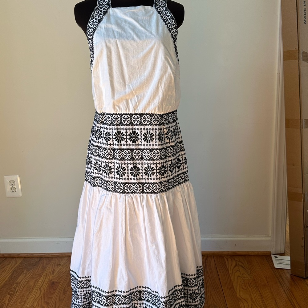 Ann Taylor Black and White Halter Maxi Sundress
